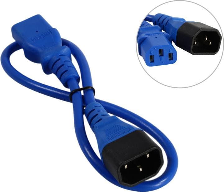Hyperline <PWC-IEC13-IEC14-0.5-BL> Кабель UPS -> устройство 220V (IEC-320-C13--> IEC-320-C14) 0.5м