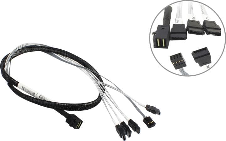 LR-LINK <LRSF43ST8P-0.8M> Кабель SFF-8643-->4xSATA 0.8м
