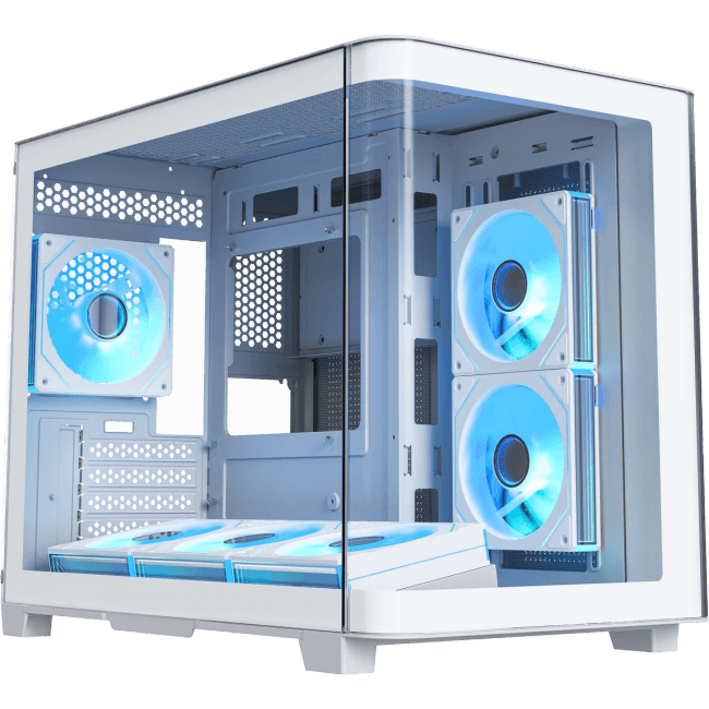 QR500M-6FM12A-C10-UC-WH Корпус XASTRA QR500M 6ARGB-FM-C10-UC White mATX/Aquarium/ 2 Curve Glass /6x120mm ARGB PWM FM fa