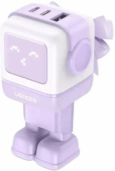 35291_ зарядное устройство UGREEN CD361 (35291) UNO 65W USB-A+2*USB-C Robot GaN Tech Fast Charger EU в виде робота. Цв