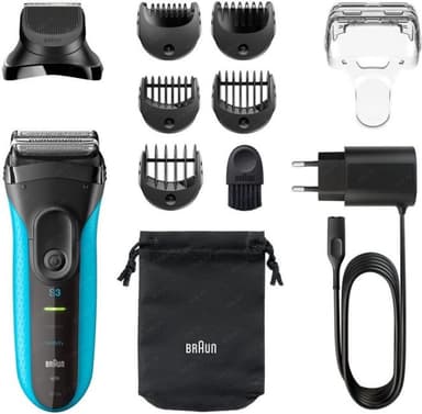 Бритва сетчатая Braun Series 3 3010BT реж.эл.:3 питан.:элек.сеть/аккум. синий/черный