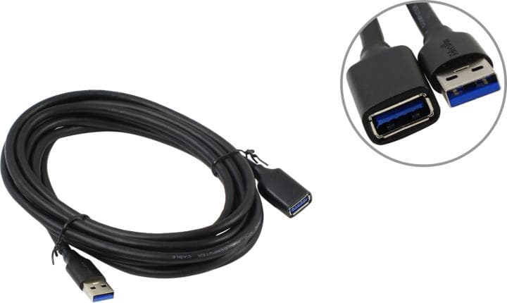 Telecom <TUS708-3m> Кабель удлинительный USB 3.0 A-->A 3м