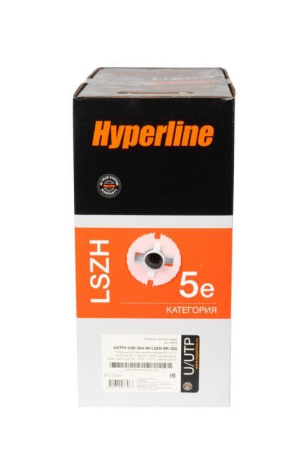 257734 Hyperline UUTP4-C5E-S24-IN-LSZH-BK-305 (305 м) Кабель витая пара, неэкранированная U/UTP, категория 5e, 4 пары (