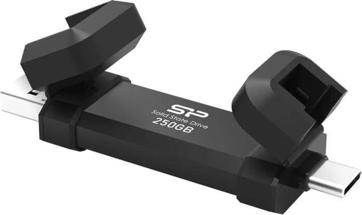 Накопитель SSD Silicon Power USB-C 250GB SP250GBUC3S72V1K DS72 1.8" черный USB-A
