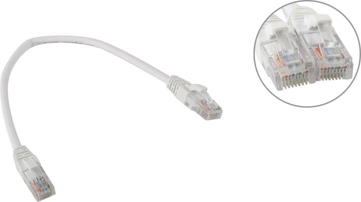 Cabeus <PC-UTP-RJ45-Cat.5e-0.3m-WH-LSZH> Patch Cord UTP кат.5e LSZH, 0.3м, белый <9487c>