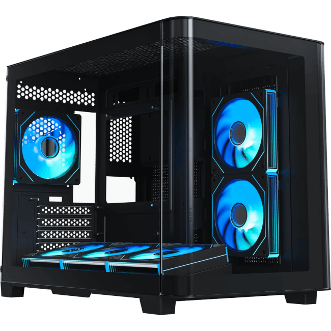 QR500M-6FM12A-C10-UC Корпус XASTRA QR500M 6ARGB-FM-C10-UC Black mATX/Aquarium/ 2 Curve Glass /6x120mm ARGB PWM FM fans/