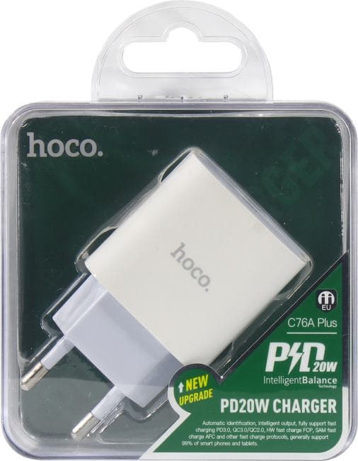 Hoco <C76A Plus White> Зарядное устройство USB (Вых. DC5/9/12V,20W, USB-C)