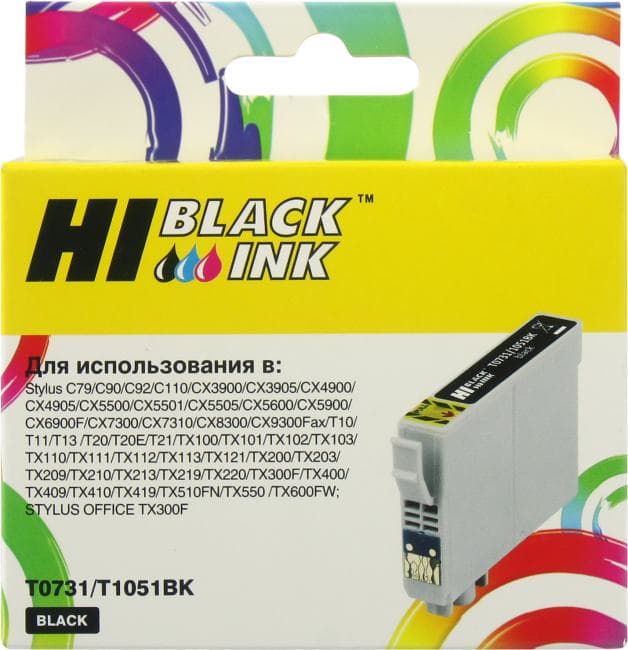 Картридж Hi-Black T0731/T1051BK Black для Epson C79/90/110,СХ3900/4900/5900/7300/8300/9300