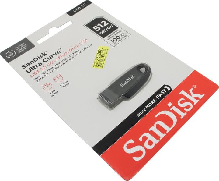 SanDisk Ultra Curve <SDCZ550-512G-G46> USB3.2 Flash Drive 512Gb(RTL)