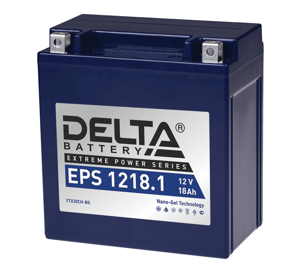 EPS 1218.1 Аккумуляторная батарея Delta EPS 1218.1 12В/18Ач, клемма Болт + гайка O 6 мм (151х87х161мм (166мм); 5,96кг;