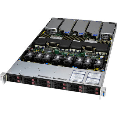 Серверная платформа/ Supermicro Server SYS-122C-TN 1U (2x LGA4710 / 32x DDR5 RDIMM / 12x Hs 2.5" NVMe / 2 M.2 PCIe 5.0 x2 NVMe / VROC Premium / 3x PCIe 5.0 x16 (1 AIOM with OCP 3.0) / 1x PCIe 5.0 x8 / 2x 10GbE RJ45 Intel X710 / 2x 1000W Power)