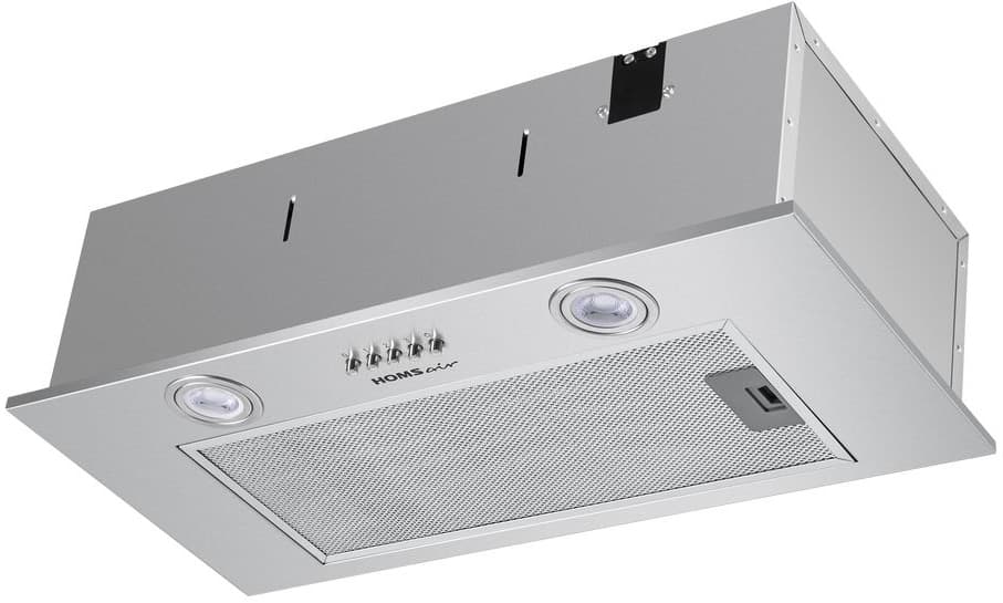 ВЫТЯЖКА HOMSair Camelia Power 60 Inox/ полновстраиваемая, кнопочное управление, 3 скорости, 580 м3/ч, до 30 м2, 52 дБ, светодиодное LED-освещение, угольный фильтр CF02X 1 шт., ШхВхД: 650х172х260 мм, нержавеющая сталь
