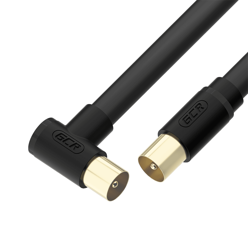 GCR PRO Кабель 10.0m антенный (коаксиальный) RG59, медь, TV M угловой / TV M, черный