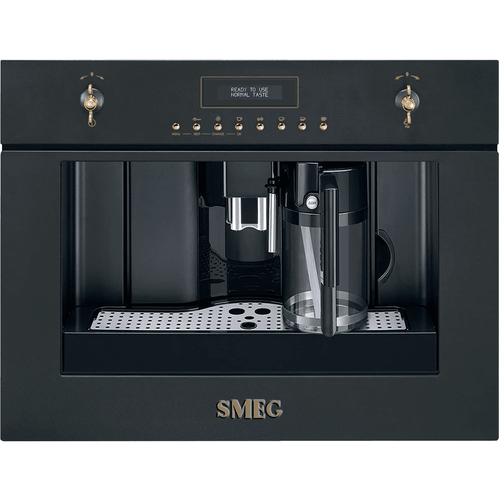 Встраиваемая кофемашина SMEG/ Coloniale, встраиваемая автоматическая кофемашина, цвет: антрацит, фурнитура позолоченная и латунная в комплекте