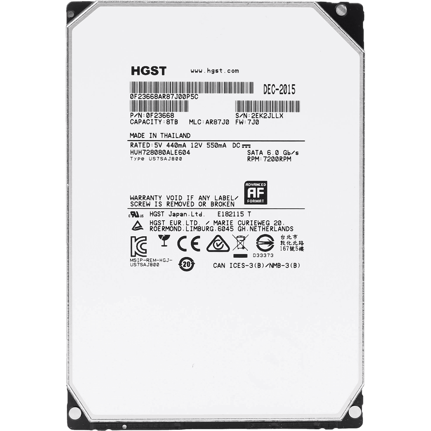 Жесткий диск/ RECERTIFIED HDD HGST SATA Server 8Tb Ultrastar 7200 6Gb/s 128MB 0F23668 1 year warranty (replacement HUS728T8TALE6L4, MG08ADA800E, MG10ADA800E, ST8000NM017B, WD8005FRYZ) RECERTIFIED