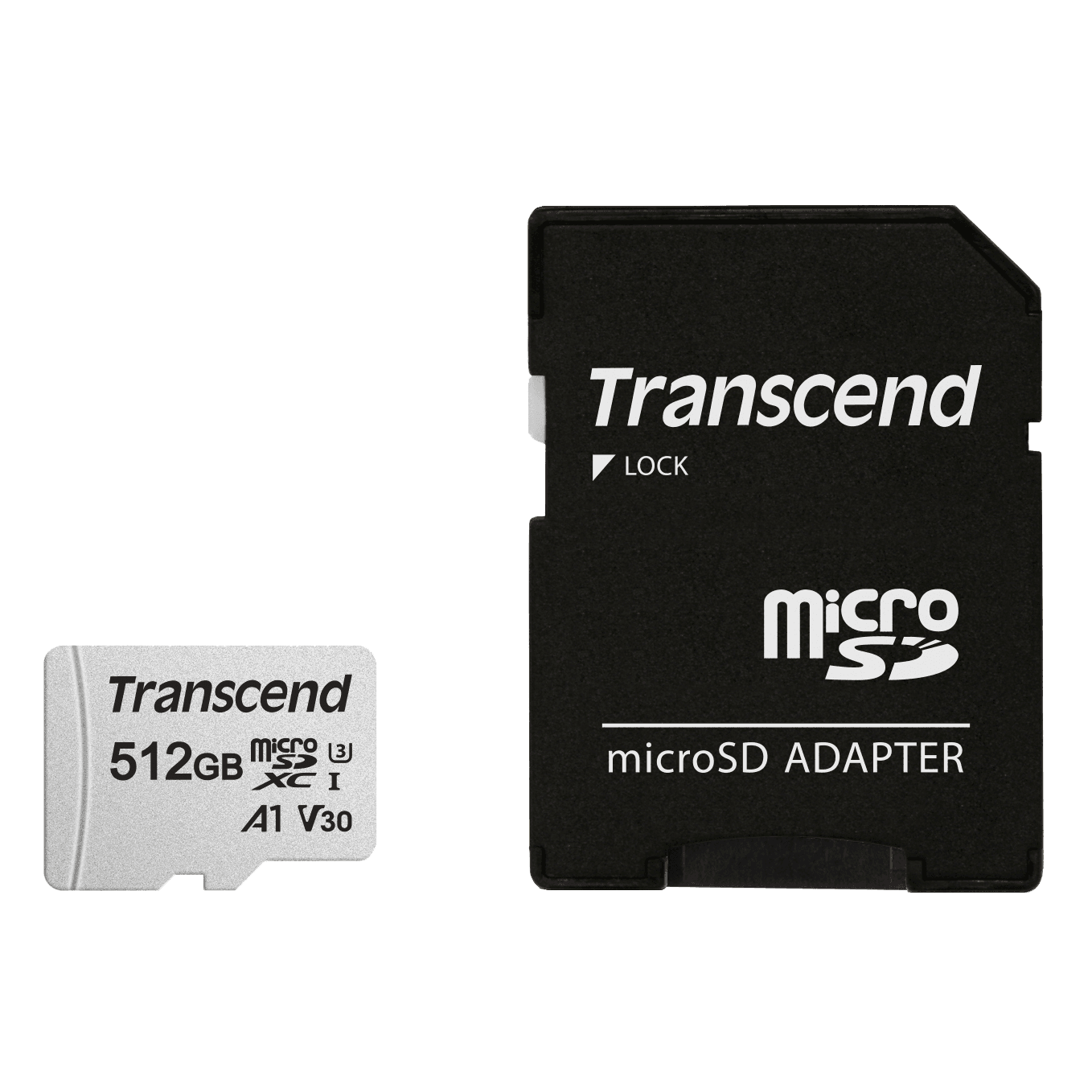 Флеш карта microSD 512GB Transcend microSDXC Class 10 UHS-I U3, V30, A1, (SD адаптер), TLC