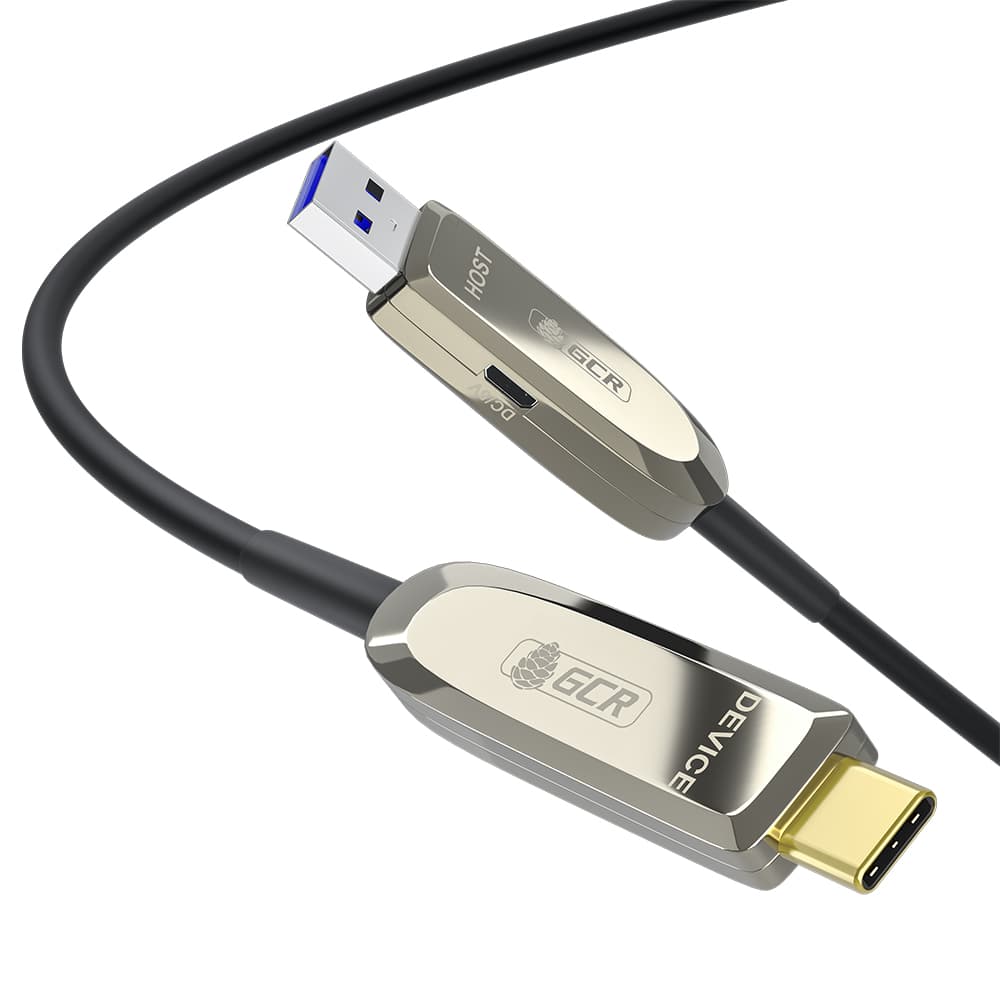 GCR PRO Кабель USB 3.1 (USB 3.2 Gen 2) Type-C, 2.0m, оптический, AM / CM, 10 Гбит/с, черный