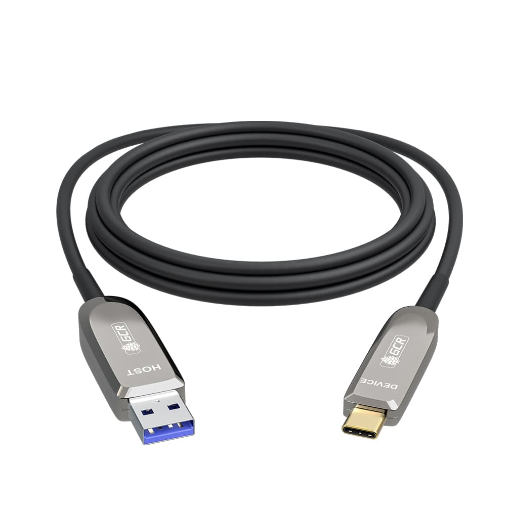 GCR PRO Кабель USB 3.1 (USB 3.2 Gen 2) Type-C, 15.0m, оптический, AM / CM, 10 Гбит/с, черный