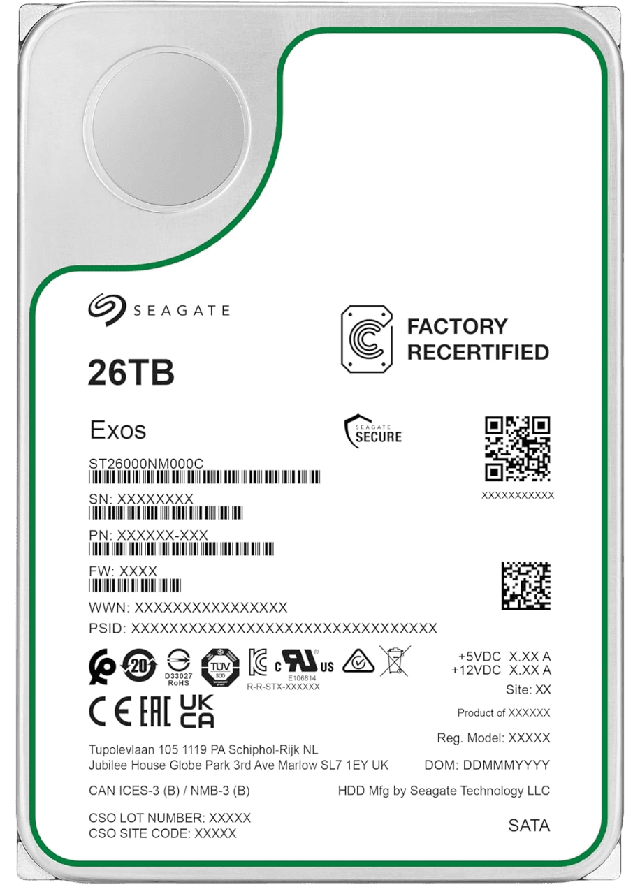 Жесткий диск HDD Seagate Exos X26 SATA 26Tb 7200 6Gb/s 512Mb (replacement WUH722626ALE6L4, WD261KRYZ)
