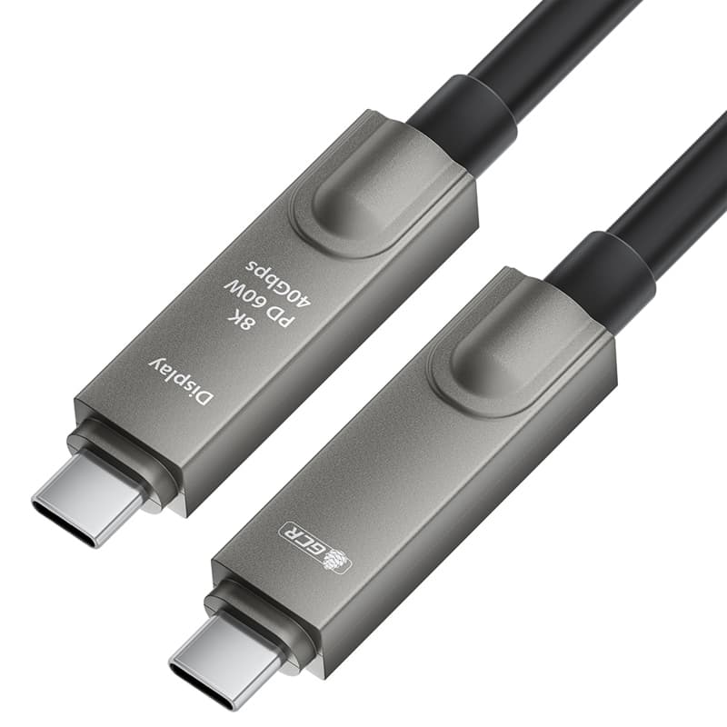 GCR PRO Кабель AOC Type-C 10.0m оптический 8K60Hz, 40Gbps, PD 60W, M/M, черный