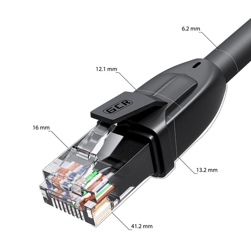 GCR PRO Патч-корд LSZH PROF прямой 20.0m, UTP медь кат.6А, черный, 26 AWG, ethernet high speed 10 Гбит/с, RJ45, T568B