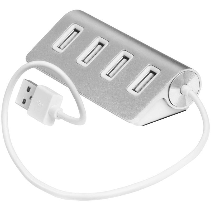 GCR USB 2.0 Разветвитель GCR-UH224S на 4 порта 0,2m , silver
