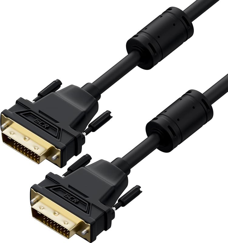 GCR PRO Кабель PROF 15.0m DVI-D, черный, GOLD, медь, ферритовые кольца, 28 AWG, DVI/DVI, 25M/25M, двойной экран