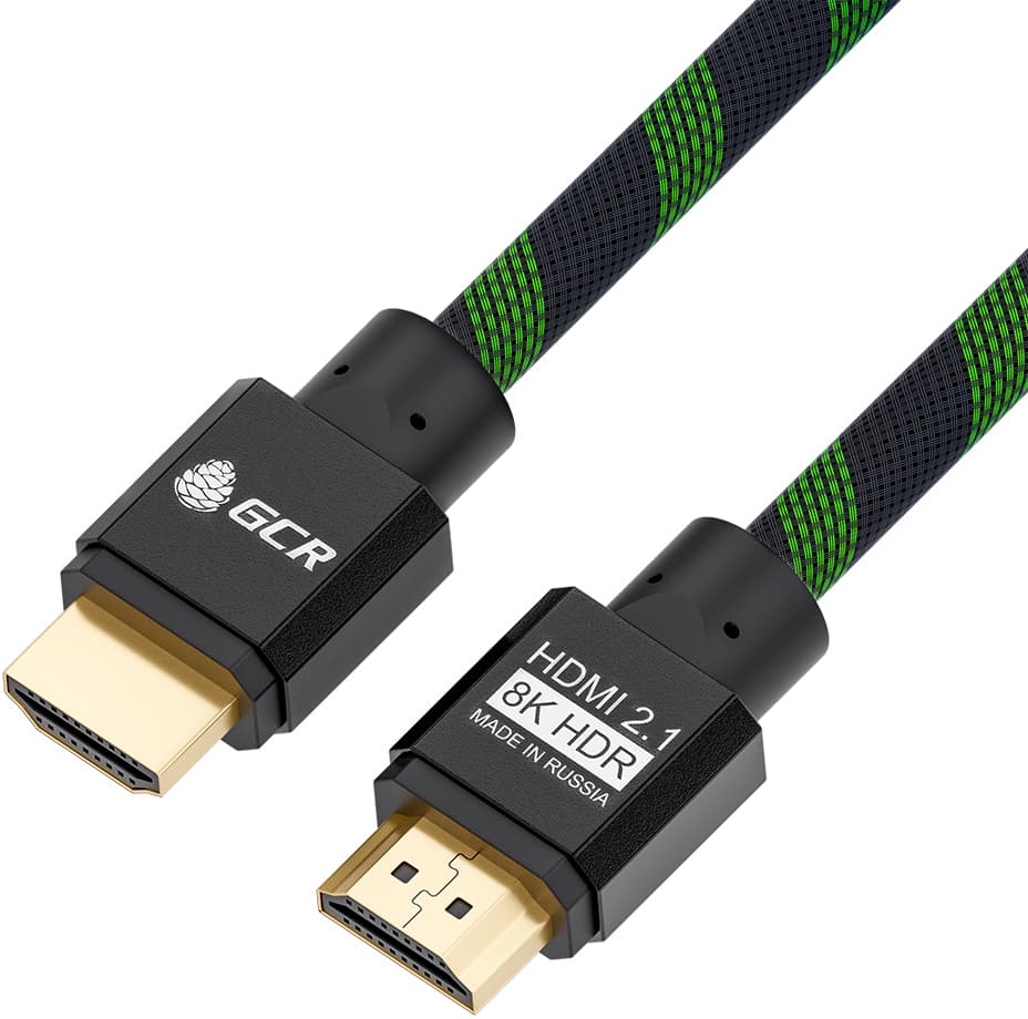 GCR PRO Кабель PROF 1.0m HDMI 2.1, BICOLOR в оплетке нейлон, Ultra HD 8K 60Hz, 4K 144Hz, 48.0 Гбит/с, медь, ферритовые фильтры, 3X экран