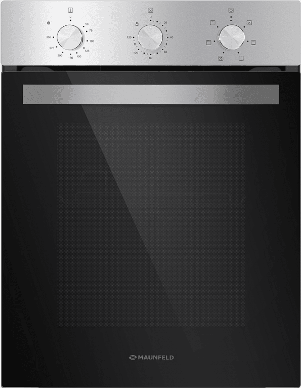 Шкаф духовой электрический MAUNFELD EOEC516S/ 448х546х595 мм, Независимый тип установки, класс энергопотребления А, 7 основных режимов, механическое управление, двойное стекло дверцы, металлическая ручка дверцы, холодный фронт, объем 51 л, конвекция, гриль, таймер, нержавеющая сталь