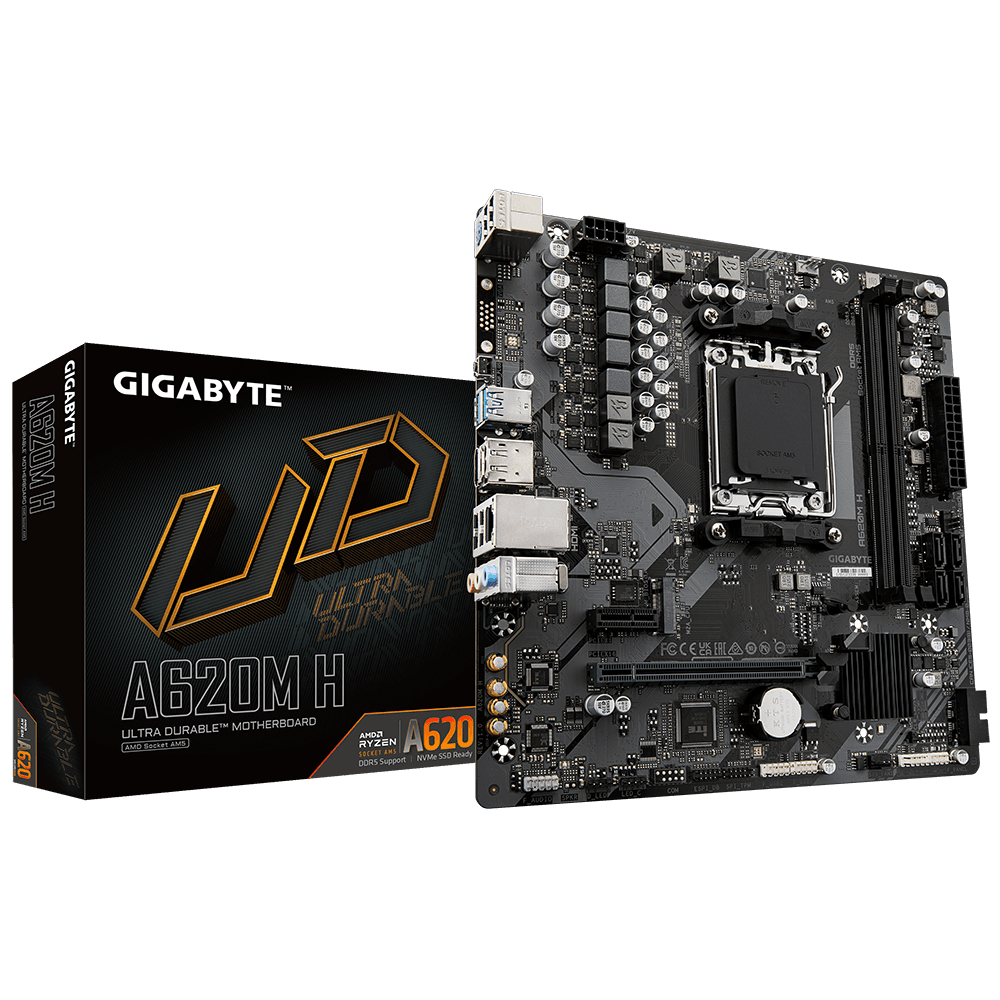 Материнская плата/ MB GIGABYTE AMD A620 sAM5, 2xDDR5(96GB), HDMI 2.1/DP, 1xPCIe 4.0x16, 1xPCIe 3.0, 1xLAN, 4xSATA 6Gb/s, 1xM.2, 2xUSB 3.2, 4xUSB 2.0, 1xPS/2, mATX