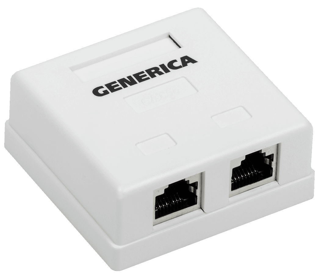 Розетка компьютерная информационная RJ45 кат.5е FTP 2 порта настенная GENERICA ITK CS2-1C5EF-22-G