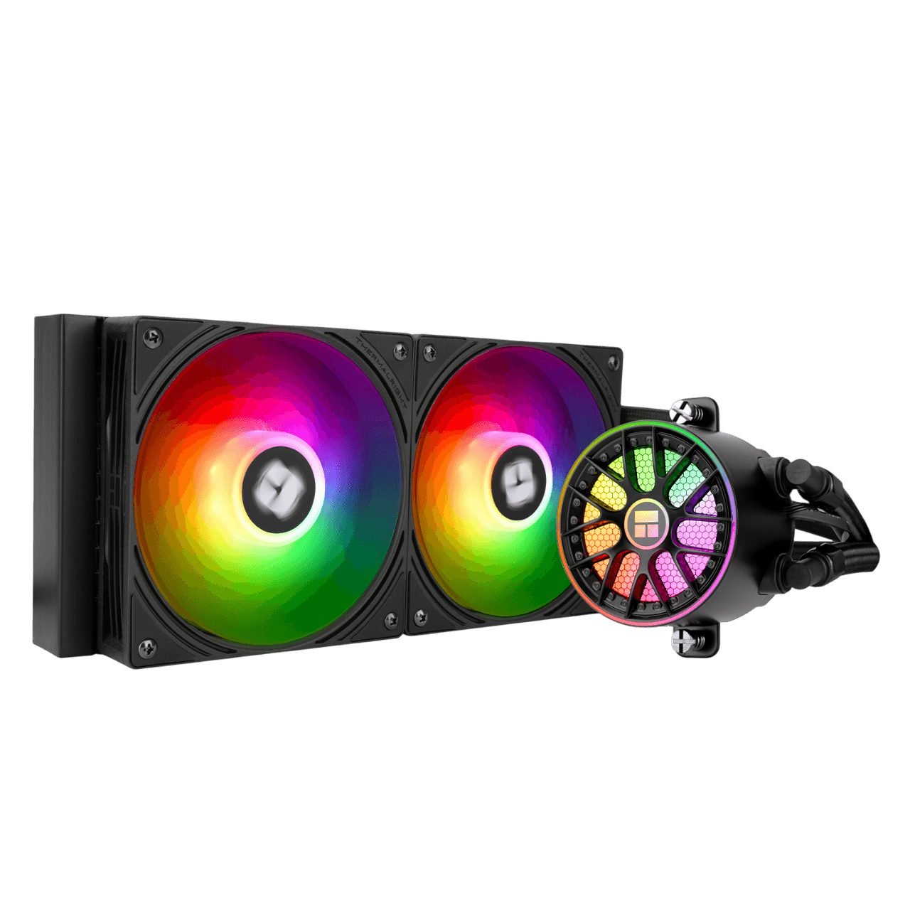 Система жидкостного охлаждения/ Water Cooling System Thermalright Aqua Elite 240 V6 (240mm, Black, ARGB/ Fans: 2x120mm, 70.84CFM, 29.8dBA, 2000RPM/ Pump height 53.5mm, 2800RPM, Rad thickness 27mm/ S: 1700, 1200, 1851, 115X, AM5, AM4)