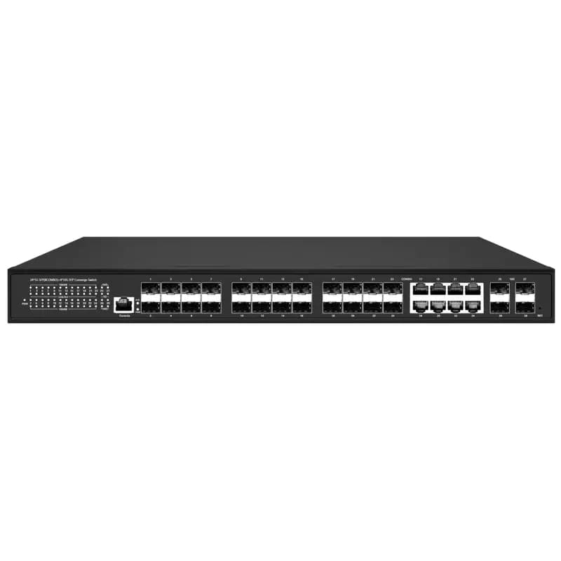 Управляемый L3 коммутатор Gigabit Ethernet/ Управляемый L3 коммутатор Gigabit Ethernet на 16xGE SFP + 8xGE Combo (RJ45 + SFP) + 4x10G SFP+ Uplink. Порты: 16 x GE SFP (1000Base-X) + 8 x GE Combo Port (RJ45 + SFP) + 4 x 10G SFP+ Uplink, Консольный порт, Уровень управления L3 (Full managed), Поддержка Jumbo Frame 10K, IGMP Snooping, Монтаж в 19" стойку, крепление в комплекте. Питание: AC90-253V(10W). Встроенная грозозащита 3kV. Размеры (ШхВхГ): 440 x 45 x 210мм. Рабочая температура: -20...+55 гр. С