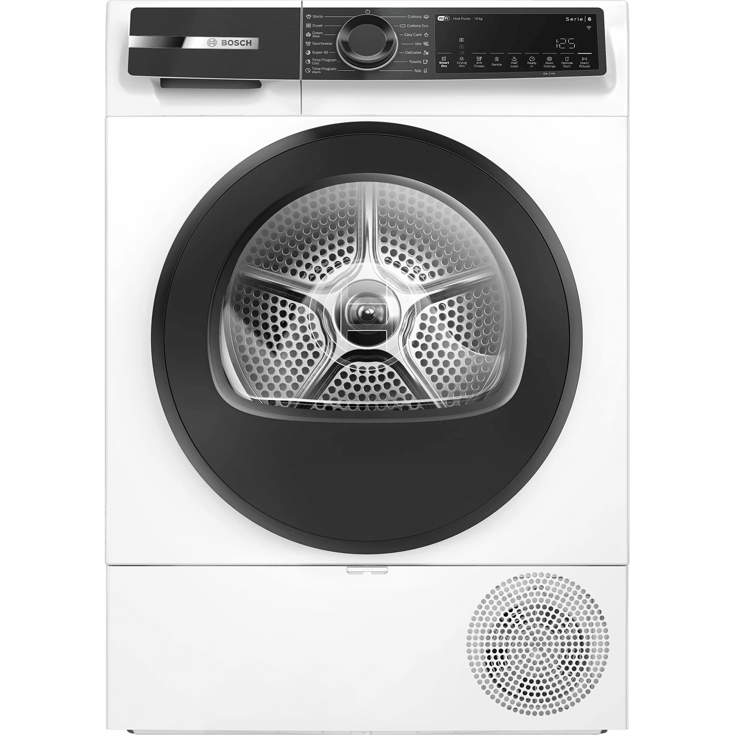 Сушильная машина Bosch Serie 6 WQK25200ME, с тепловым насосом, макс.загрузка - 10 кг, Класс энергоэфф-ти: A++, LED-дисплей с текстовой информацией. 15 автопрограмм сушки,Easy Clean with A++,габариты: 842x598x613 mm, белый