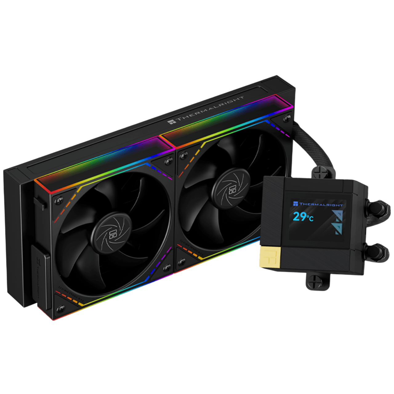 Система жидкостного охлаждения/ Water Cooling System Thermalright Core Matrix 240 Vision (240mm, LED, Black, ARGB/ Fans: 2x120mm, 68.9CFM, 28.2dBA, 2000RPM/ Pump height 64.4mm, Rad thickness 27mm/ S: 1700, 1200, 1851, 115X, AM5, AM4)
