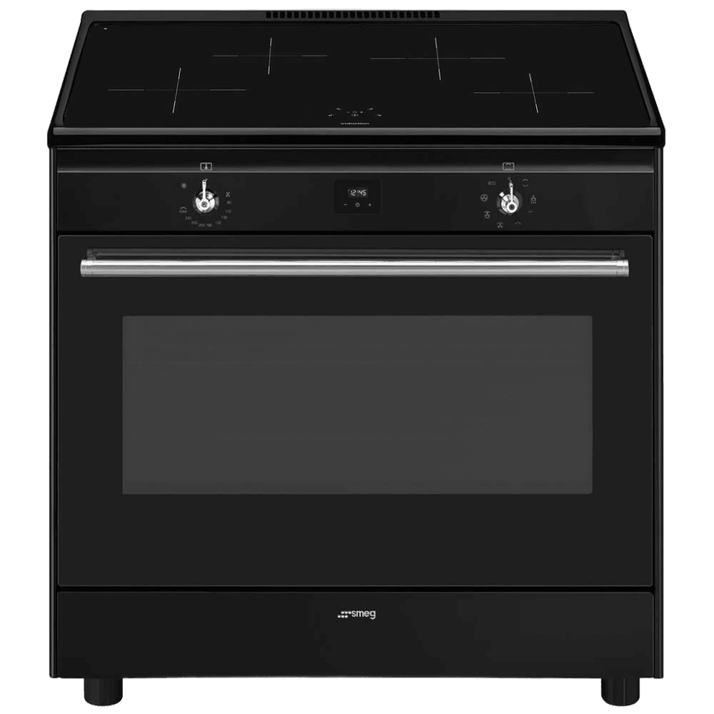 Варочный центр Smeg/ Варочный центр Smeg, Classica, серия Concerto, 90х60 см, индукционная варочная поверхность, электрическая духовка, 4 зоны нагрева, объем духовки 115 л, галогеновая подсветка, электромеханический контроль температуры, автоматическое определение посуды, энергоэффективность А, цвет черный
