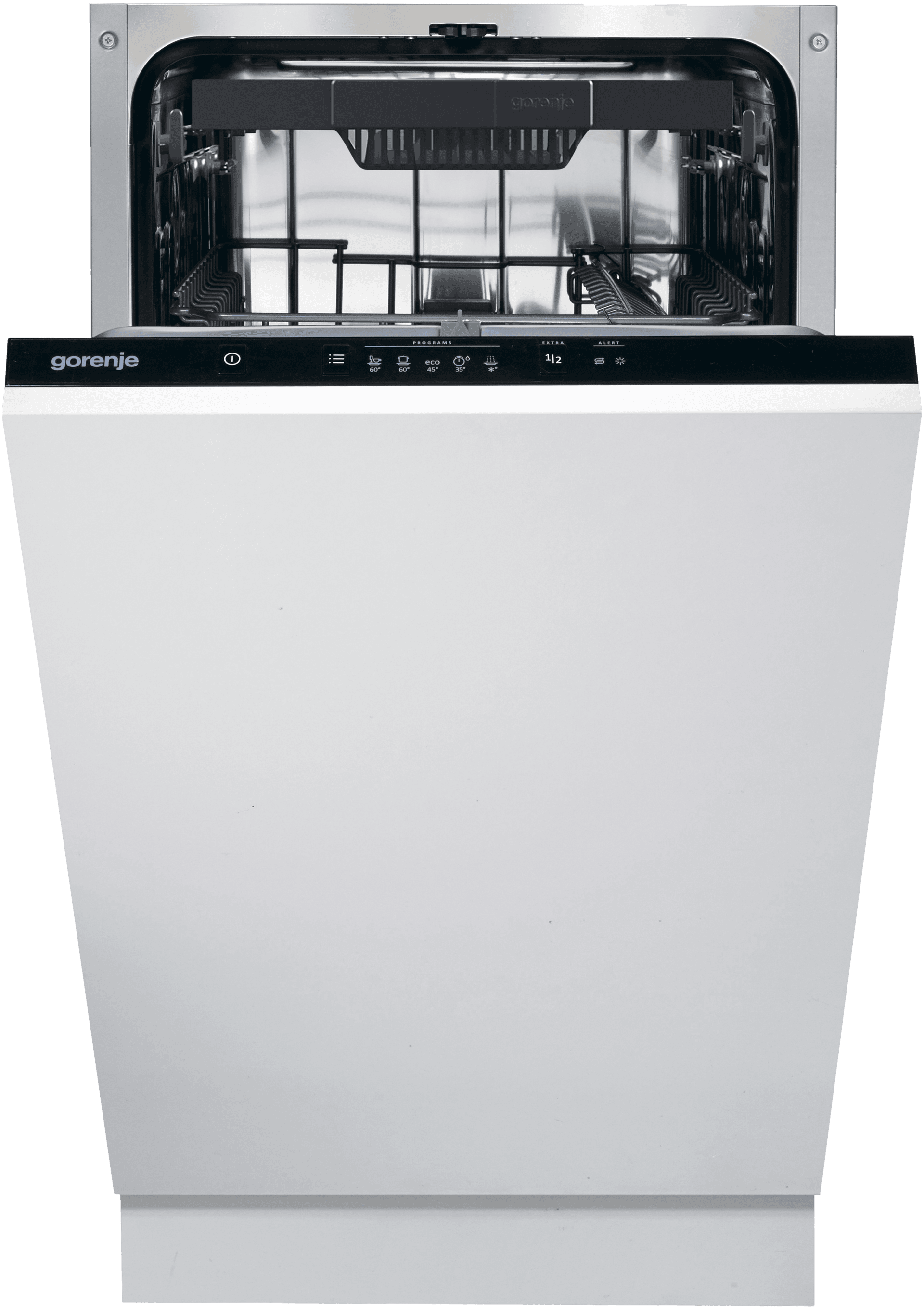Встраиваемые посудомоечные машины GORENJE/ узкая, Класс энергопотребления: А++ 11 стандартных комплектов посуды Количество корзин: 3 Полный AquaStop Габаритные размеры (шхвхг): 44.8 × 81.5 × 55 см