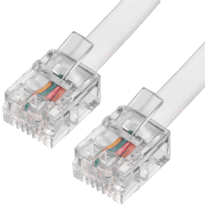 GCR Телефонный шнур удлинитель для аппарата 20.0m 6P4C (джек 6p4c - jack 6p4c), медь, белый