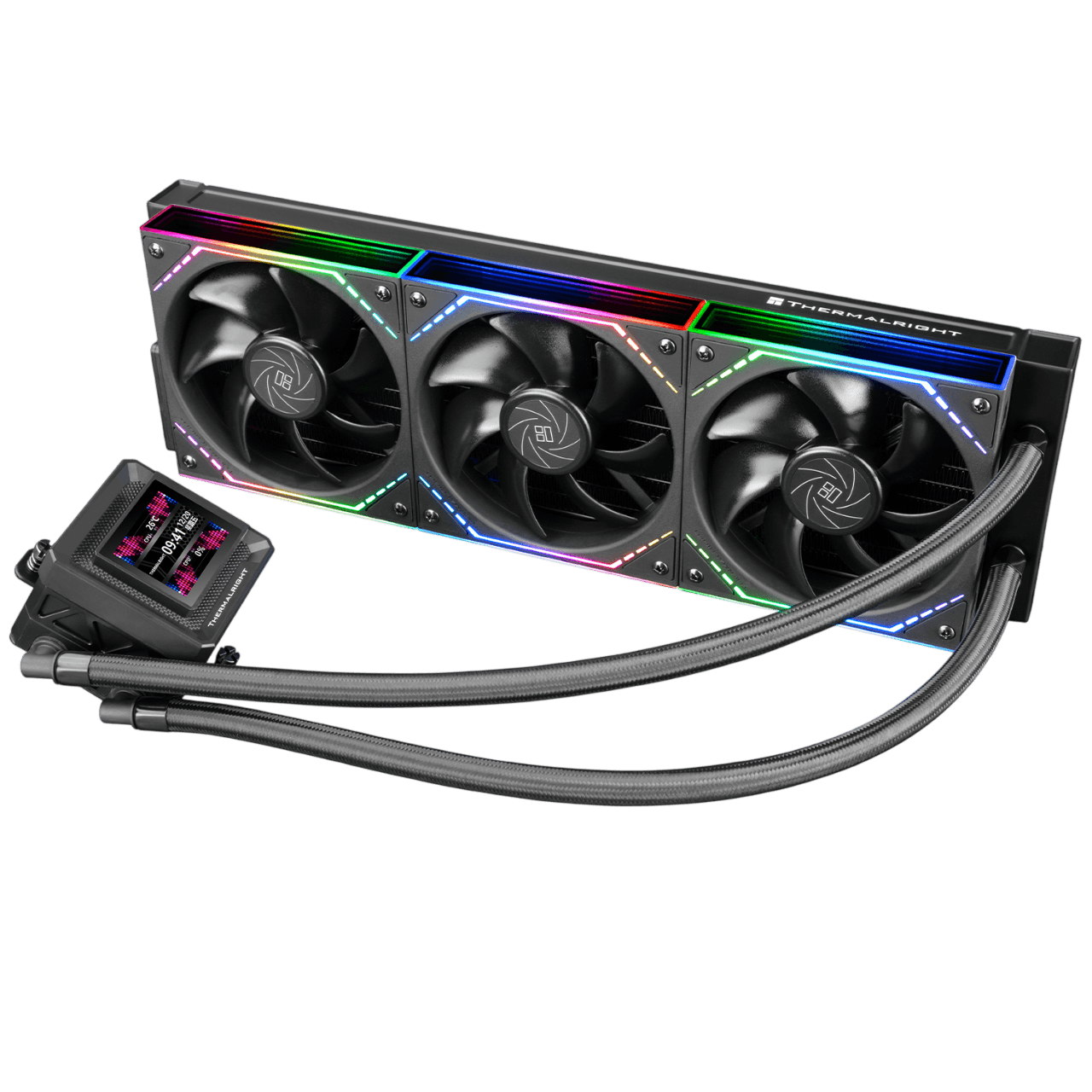 Водяное охлаждение для процессора/ Water Cooling System Thermalright Frozen Warframe SE 360 ARGB V2 (360mm, LED temp., Black, ARGB/ Fans: 3x120mm, 68.9CFM, 28.2dBA, 2000RPM/ Pump height 59mm, Rad thickness 27mm/ S: 1851, 1700, 1200, 115X, AM5, AM4)