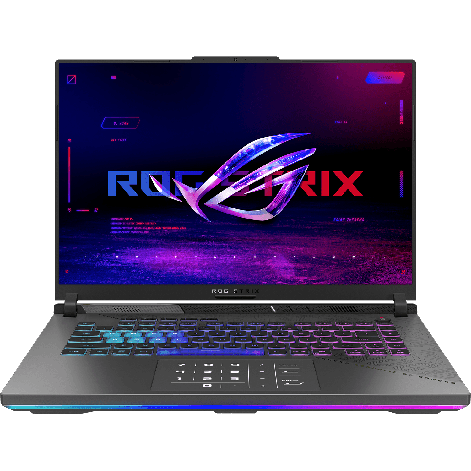 Ноутбук/ ASUS ROG Strix G16 G614PW-TS133 16"(2560x1600 IPS (матовый))/AMD Ryzen 9 8940HX(4Ghz)/32768Mb/1024PCISSDGb/noDVD/Ext:NVIDIA GeForce RTX 5080(16384Mb)/Cam/BT/WiFi/90WHr/war 1y/2.55kg/Eclipse Gray/DOS