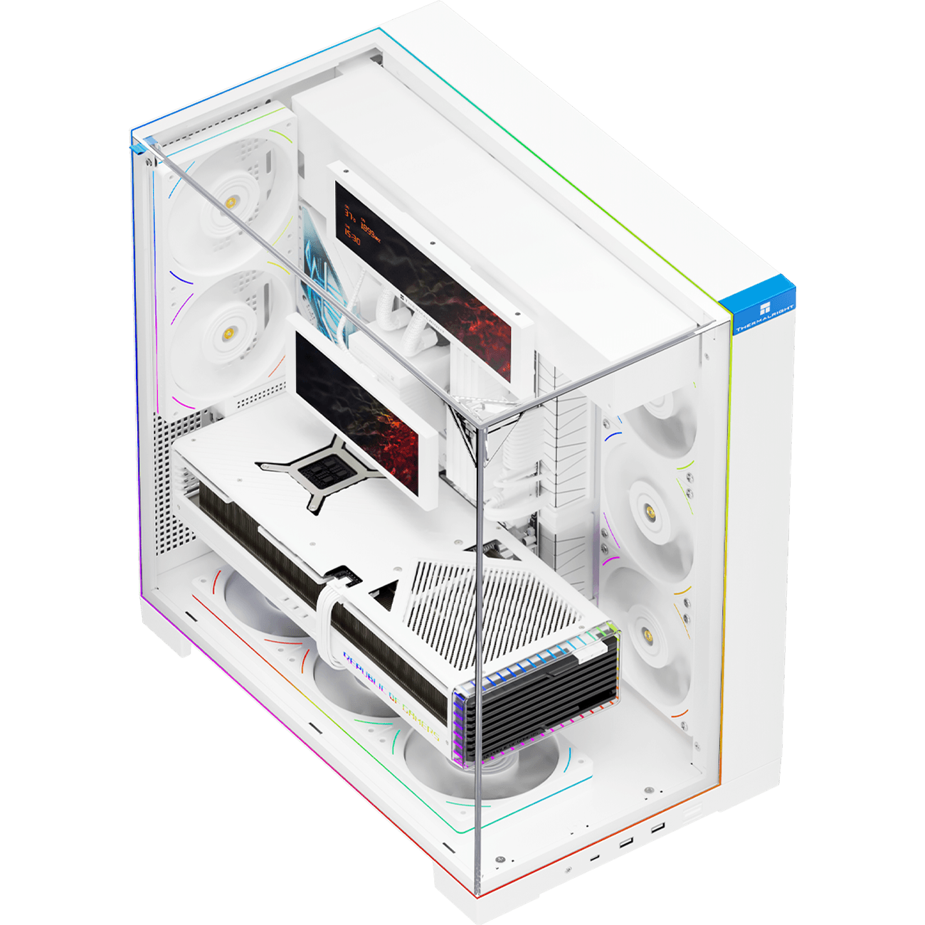 Корпус без блока питания/ Case Thermalright A70 Vision, Midi-Tower, TG, LCD, ARGB, no fans, 2xUSB-A 3.0, 1xUSB Type-C, ATX, mATX, mITX Black