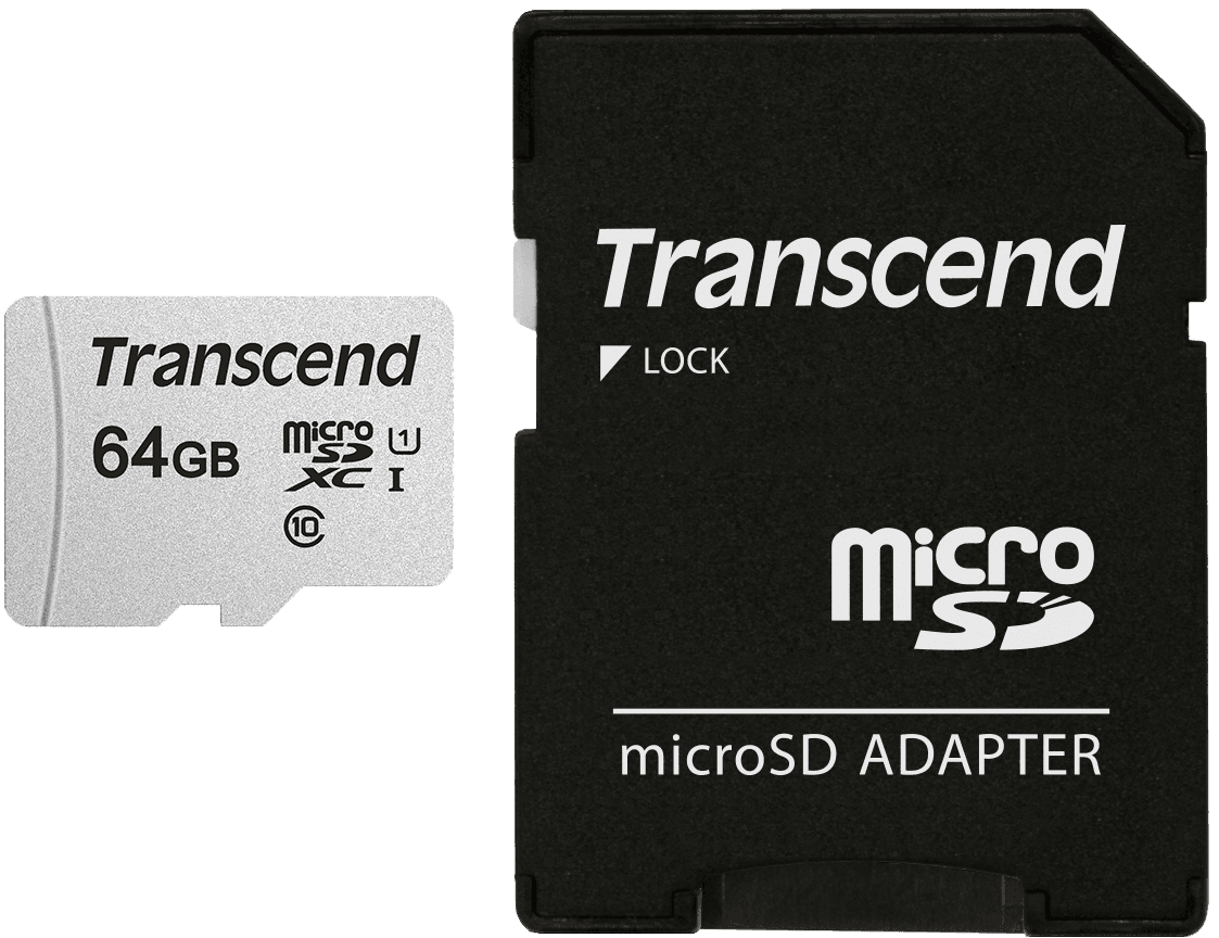 Карта памяти/ Transcend 64GB microSDXC Class 10 UHS-I U1 R95, W45MB/s with SD adapter