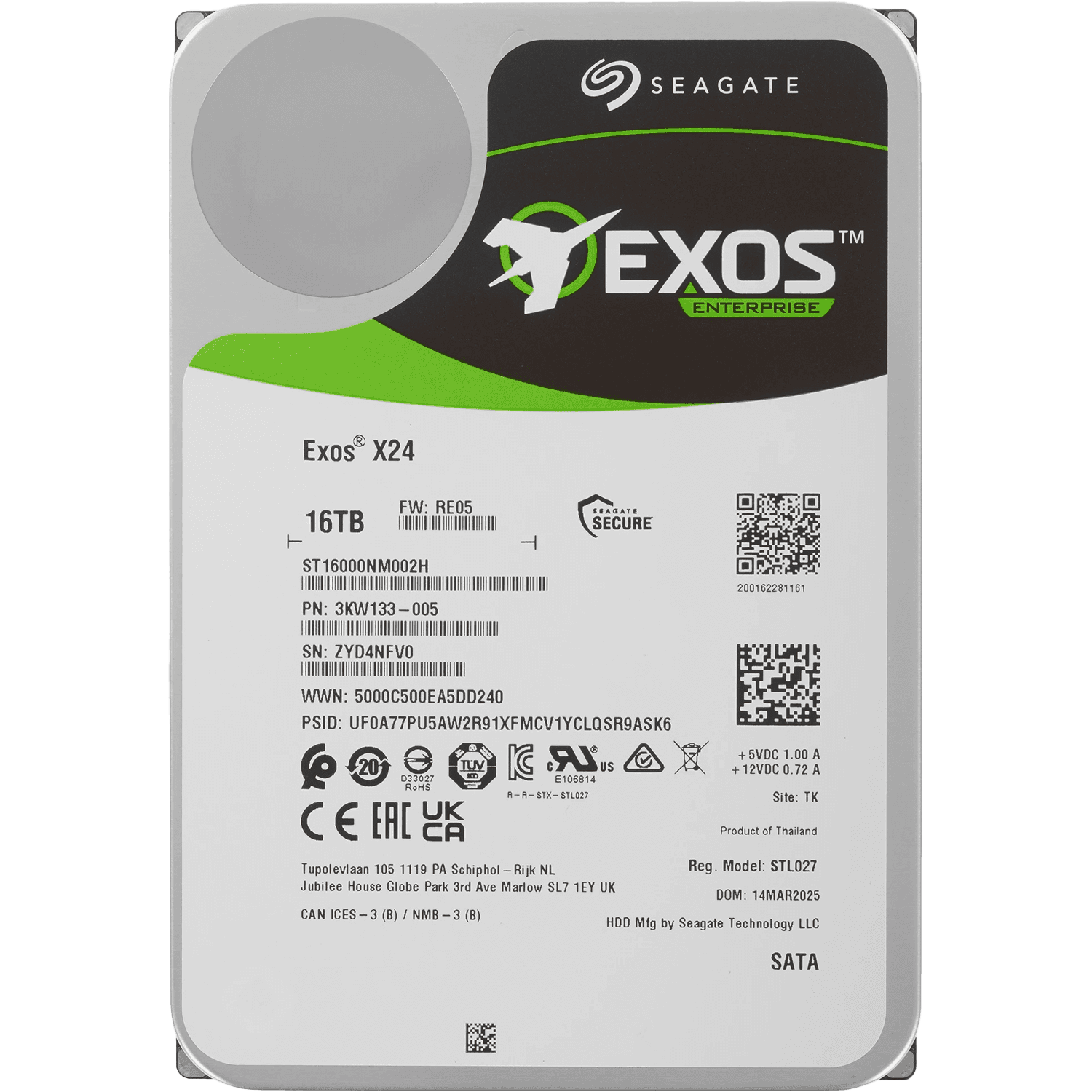 Жесткий диск/ HDD Seagate SATA 16Tb Exos X24 6Gb/s 7200 512Mb 1 year warranty