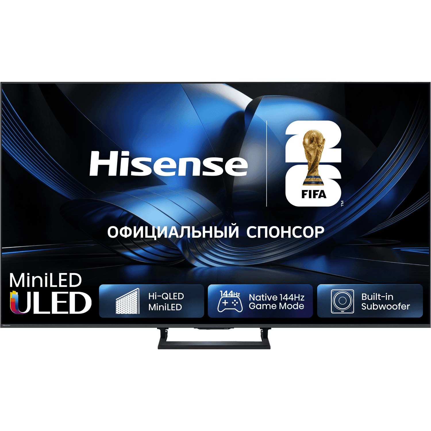 Телевизор ЖК 50'' Hisense/ 50", Ultra HD, Mini LED, VA, Local Dimming Zones 144, VRR 144Hz, Smart TV (HomeOS U9), Wi-Fi, DVB-T2/T/C/S2/S, HDR 10+, Dolby Vision, Dolby Atmos, Bluetooth, 2.1ch 2*10W(Main)+20W(Subwoofer), 500 nits, 5000:1, CI+(1.4), 4хHDMI, 2хUSB, FreeSync Premium PRO, 144Hz Game Mode Pro, Charcoal grey, 2026