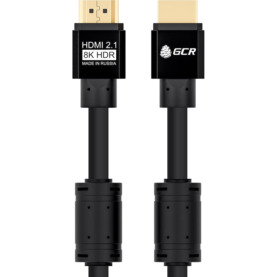 GCR PRO Кабель PROF 0.5m HDMI 2.1, черный, Ultra HD 8K 60Hz, 4K 144Hz, динамический HDR, 4:4:4, 48.0 Гбит/с, медь, 3X экран с армированием, ферриты