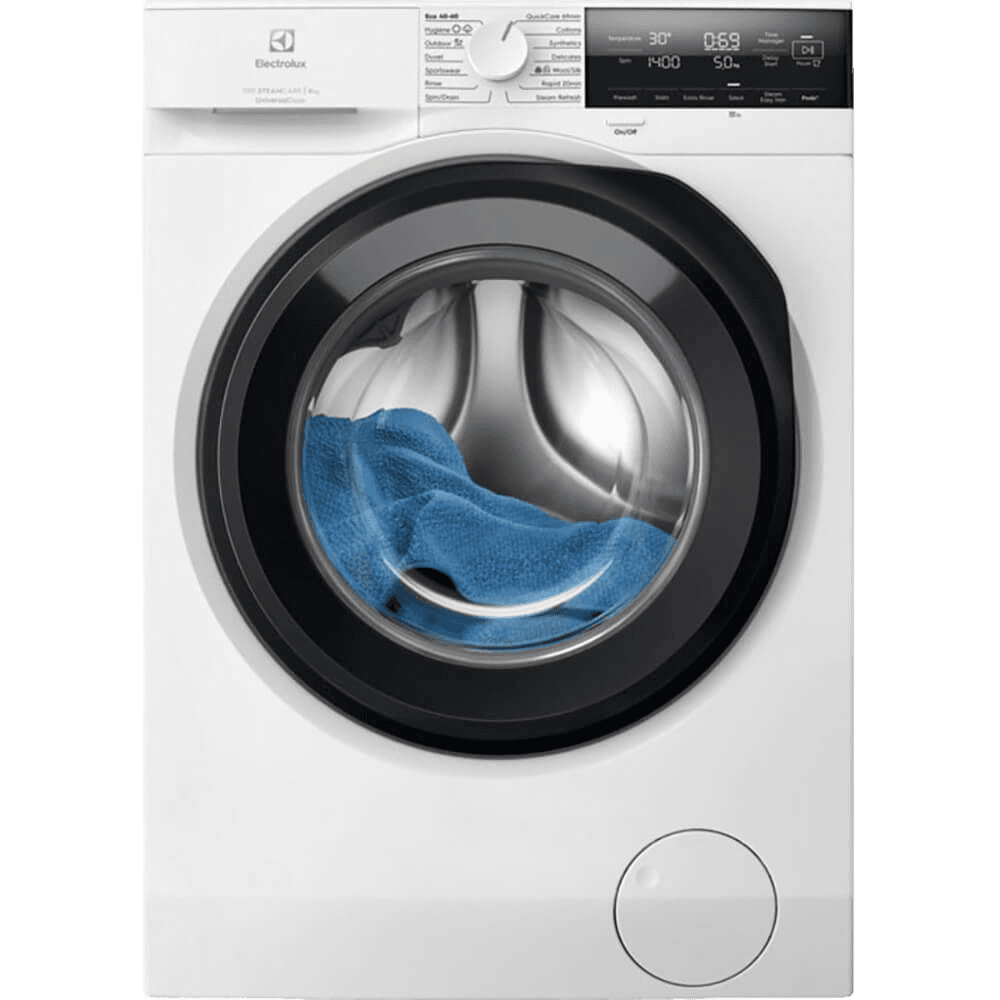 Стиральная машина ELECTROLUX/ 85x60x57.6, Фронтальная загрузка, 8 кг, отжим 1400 об/мин. , глубина 57 см, большой цифровой ЖК дисплей, инверторный двигатель, разглаживание и освежение белья при помощи пара,панель управления на английском языке