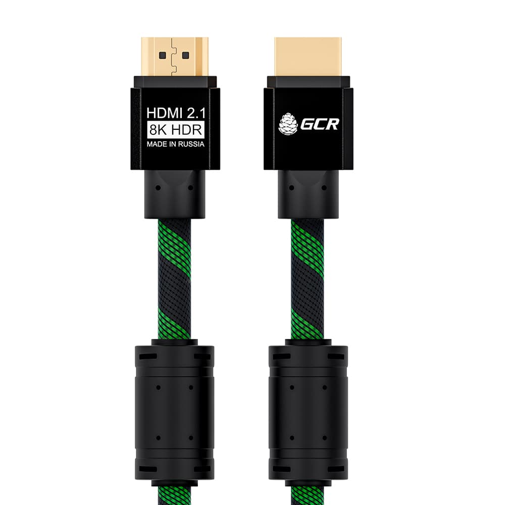 GCR PRO Кабель PROF 2.0m HDMI 2.1, BICOLOR в оплетке нейлон, Ultra HD 8K 60Hz, 4K 144Hz, 48.0 Гбит/с, медь, ферритовые фильтры, 3X экран