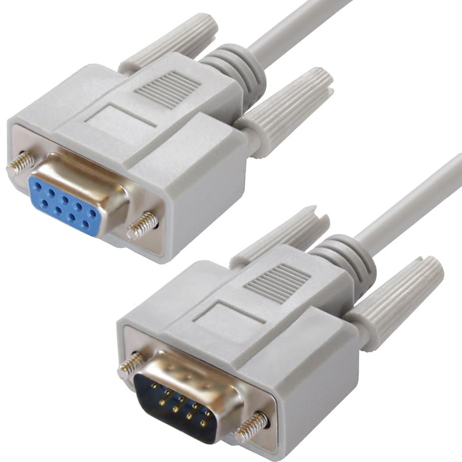 GCR PRO Удлинитель 5.0m серый, RS-232 DB9 M/DB9 F, 0-модемный, 30AWG, экран