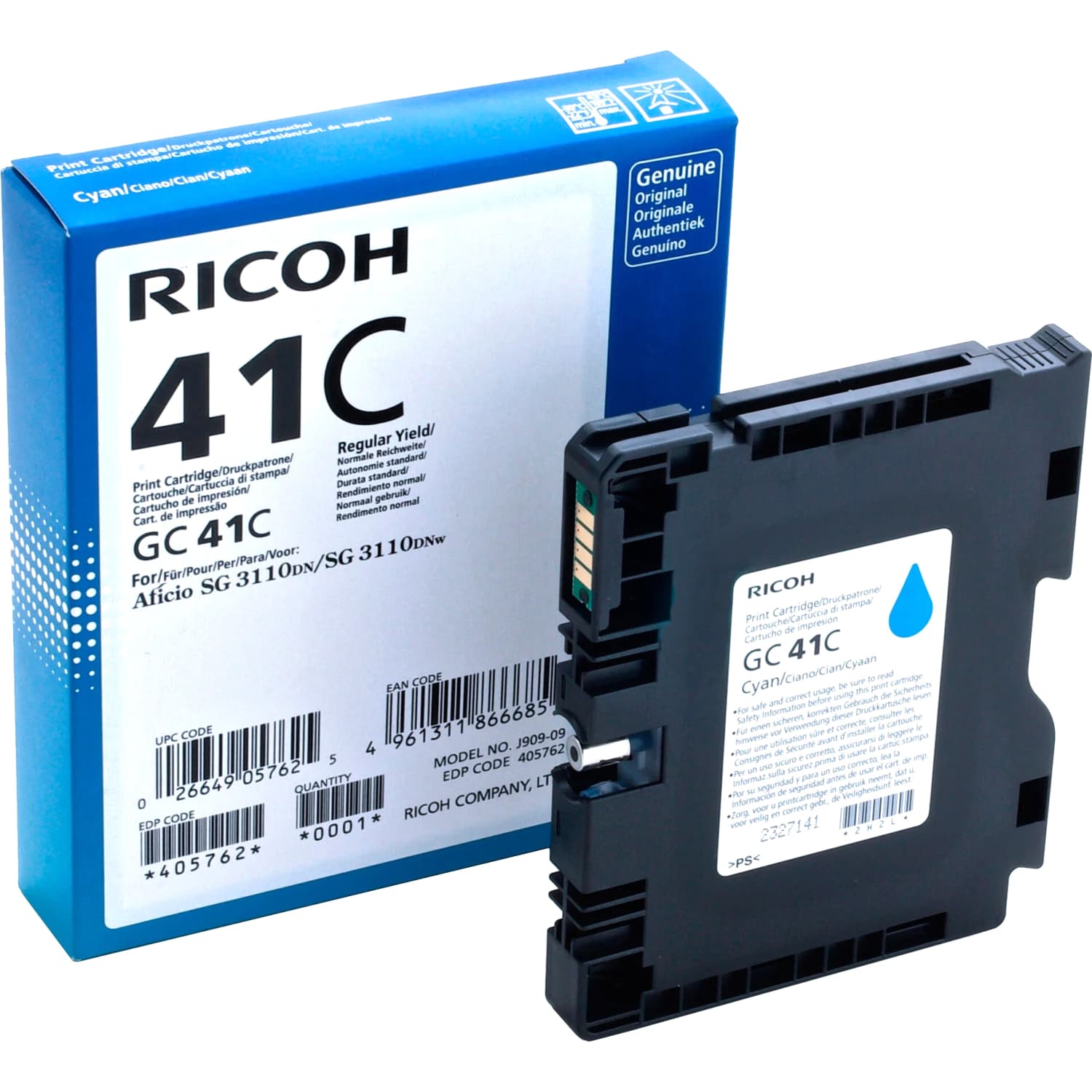 Картридж гелевый для RICOH Aficio 3110DN/ 3110DNw/3100SNw/3110SFNw/7100DN cyan (405762/type GC 41C) 2.2К