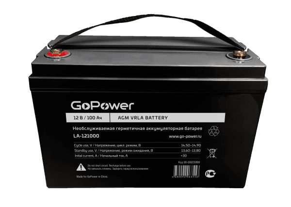 Аккумулятор свинцово-кислотный GoPower LA-121000 12V 100Ah